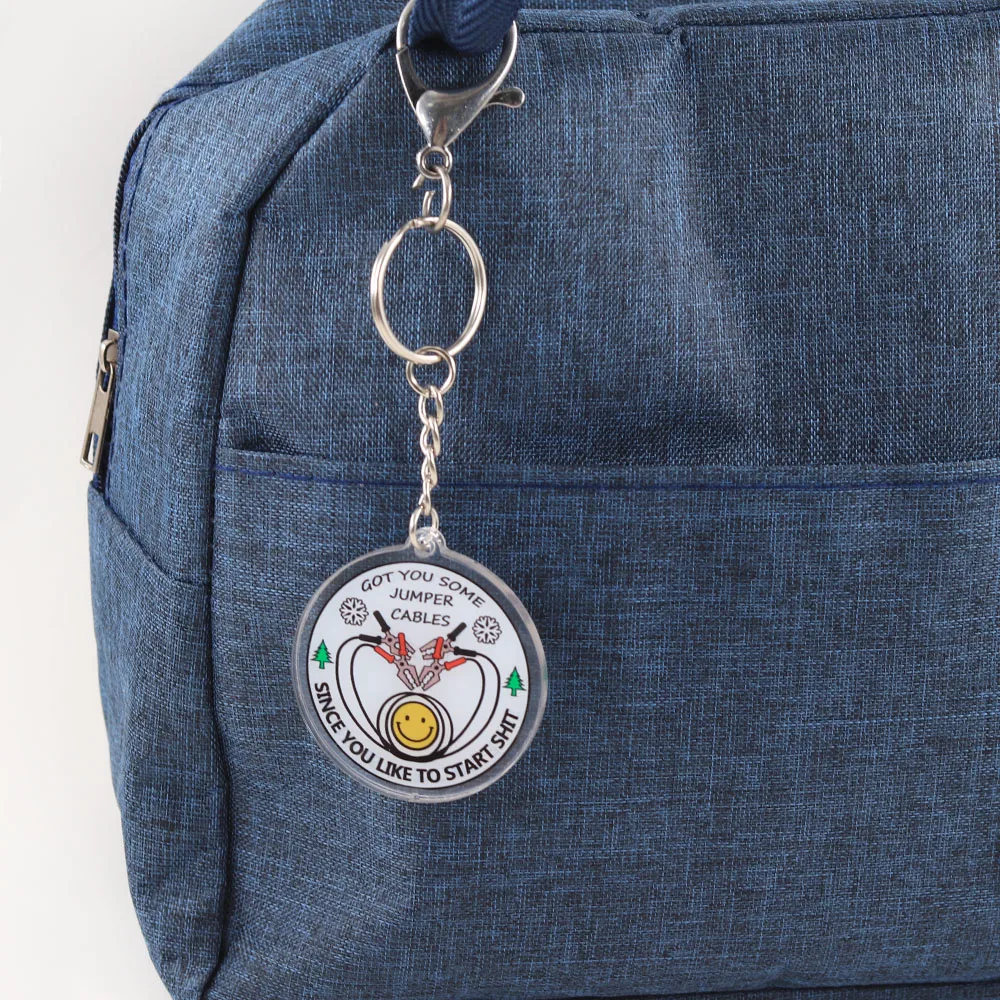 Lustiger sarkastischer Schlüsselanhänger „Da du gerne Scheiße anfängst“ aus Acryl, Witzgeschenk für Freunde, unhöflicher humorvoller Taschenanhänger. – Detail 5