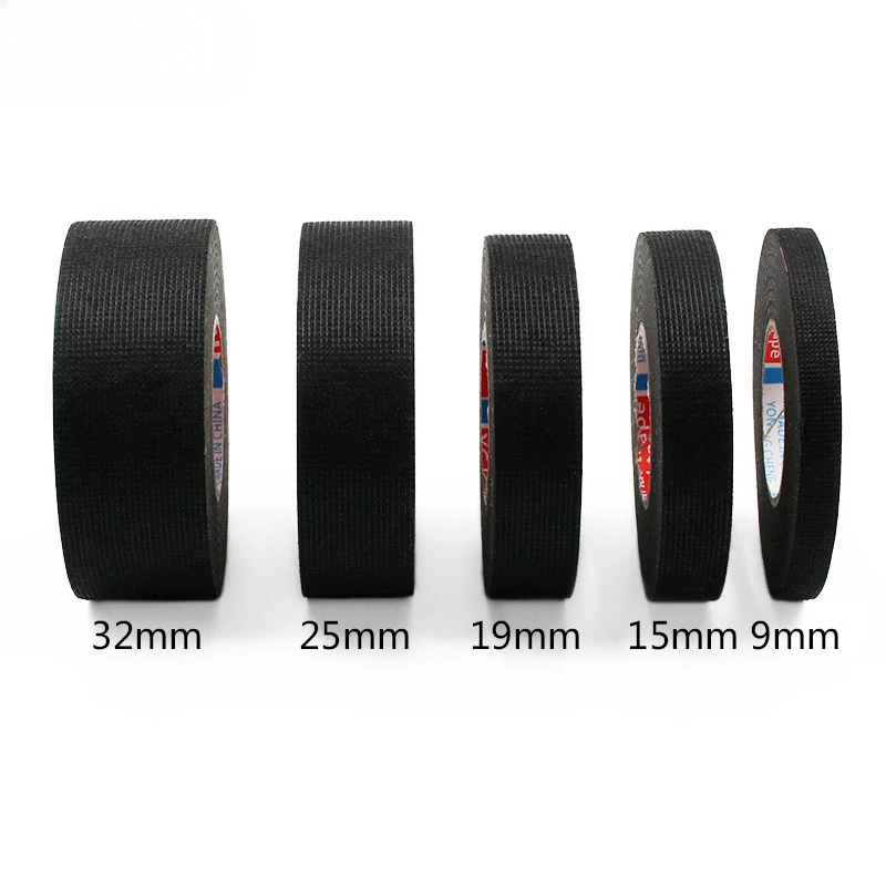 1pc Heat-resistant Adhesive Cloth Fabric Tape For Car Auto Cable Harness Wiring Loom Protection Width 9-32MM Length 15M