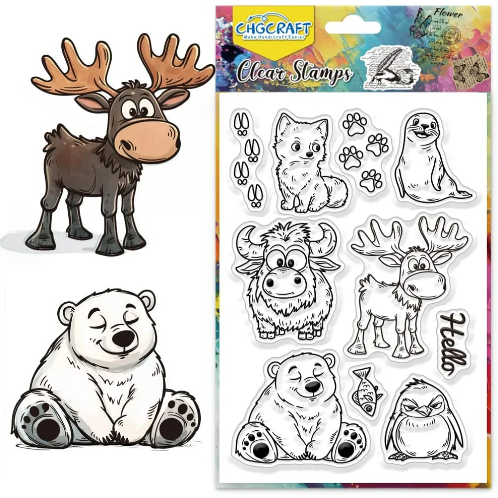 Eisbär Klare Stempel Tier Thema Transparente Stempel Silikon Klare Stempel Siegel für DIY Scrapbooking Fotoalbum Dekoration