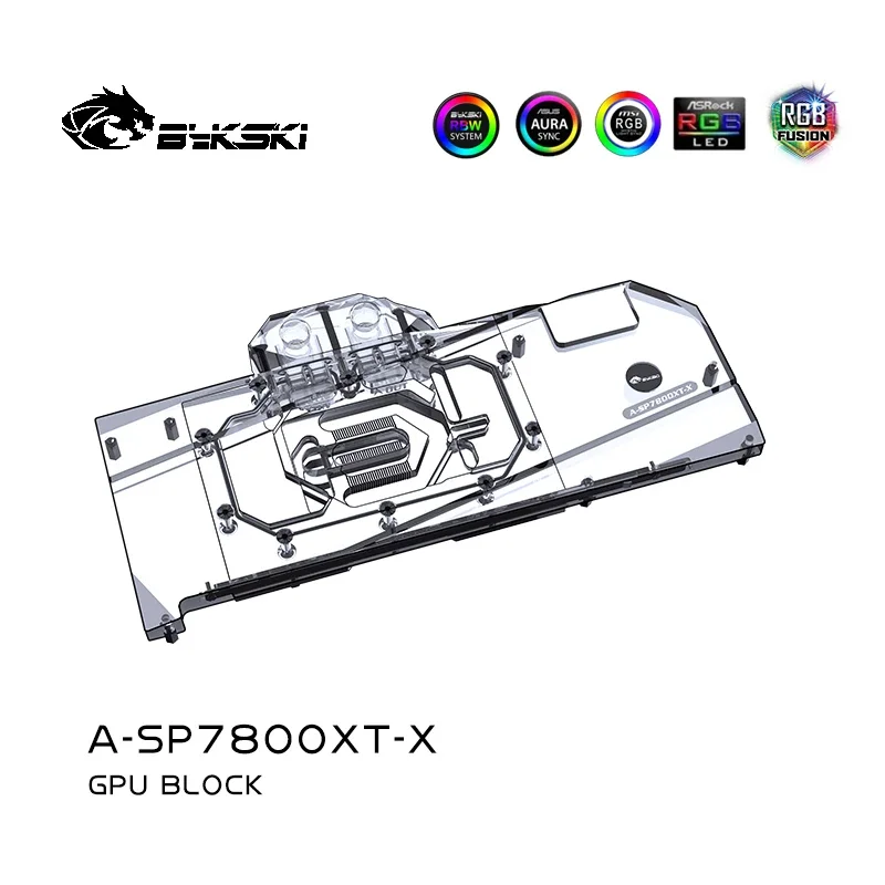 바이스키 A-SP7800XT-X GPU 수랭 블럭 (사파이어 라데온 RX 7800 XT 니트로 / 퓨어 / 펄스 RX 7700 XT 비디오 카드 / 구리 라디에이터용)