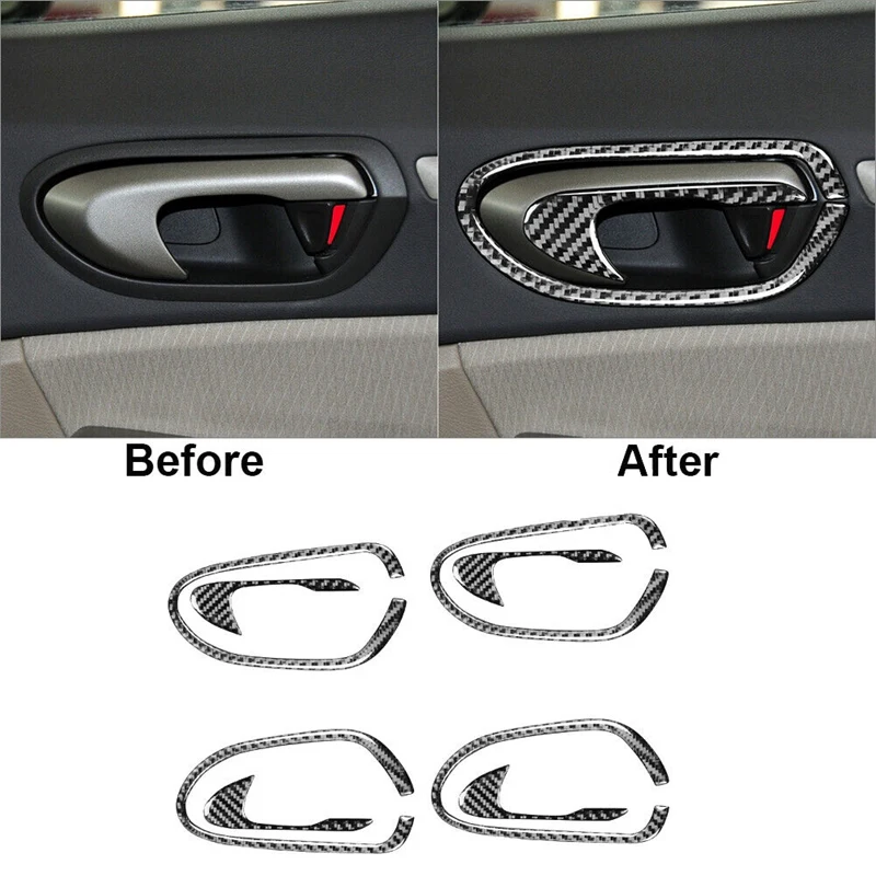 Carbon Fiber Interior Door Handle Cover Trim For Honda Civic 2006-2011 Replacement Accessories 8Pcs