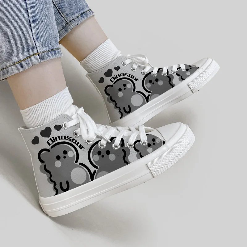 Amy and Michael Cute Anime Cartoon Shoes Girls Students High Top Casual Sneakers Graffiti Shoes Woman Vulcanize Shoes Big Size