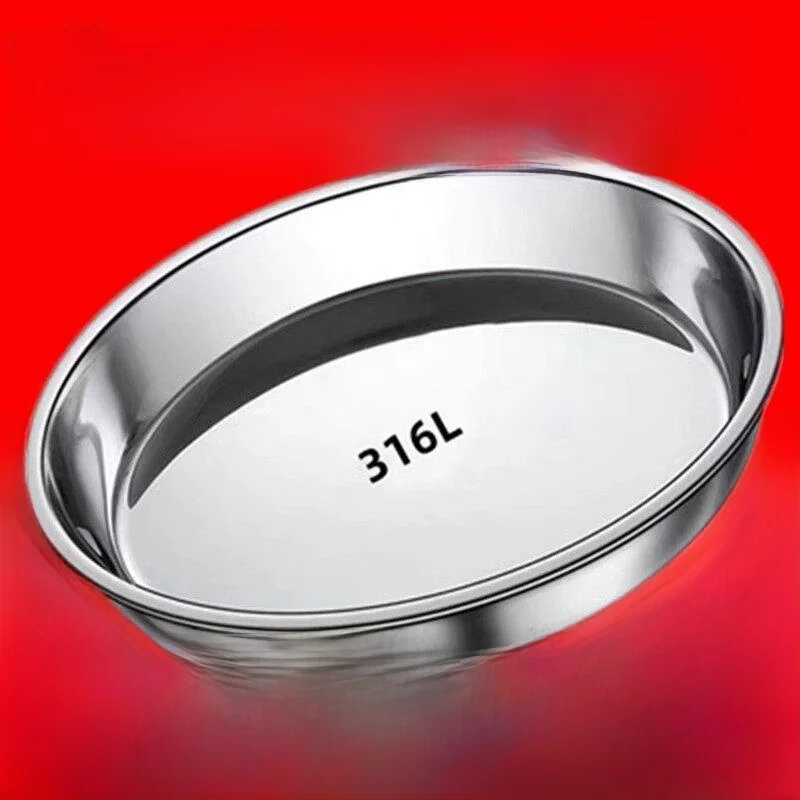 

Extra Thick 316 Stainless Steel round Food Grade Dinner Plate Dish Home Use Food Plate Soup Plate Tableware Plate Hotel