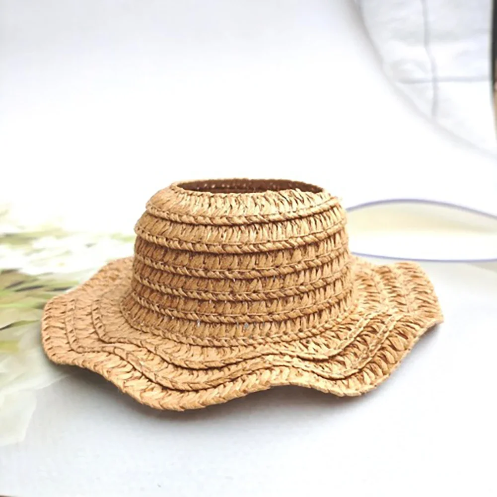Mini Pop Strohoed voor Poppenhuis Miniatuur 17 cm Labubu Pop Kleur Match Hoeden Kawaii Schattige Poppen Accessoires voor Kinderen Meisjes speelgoed
