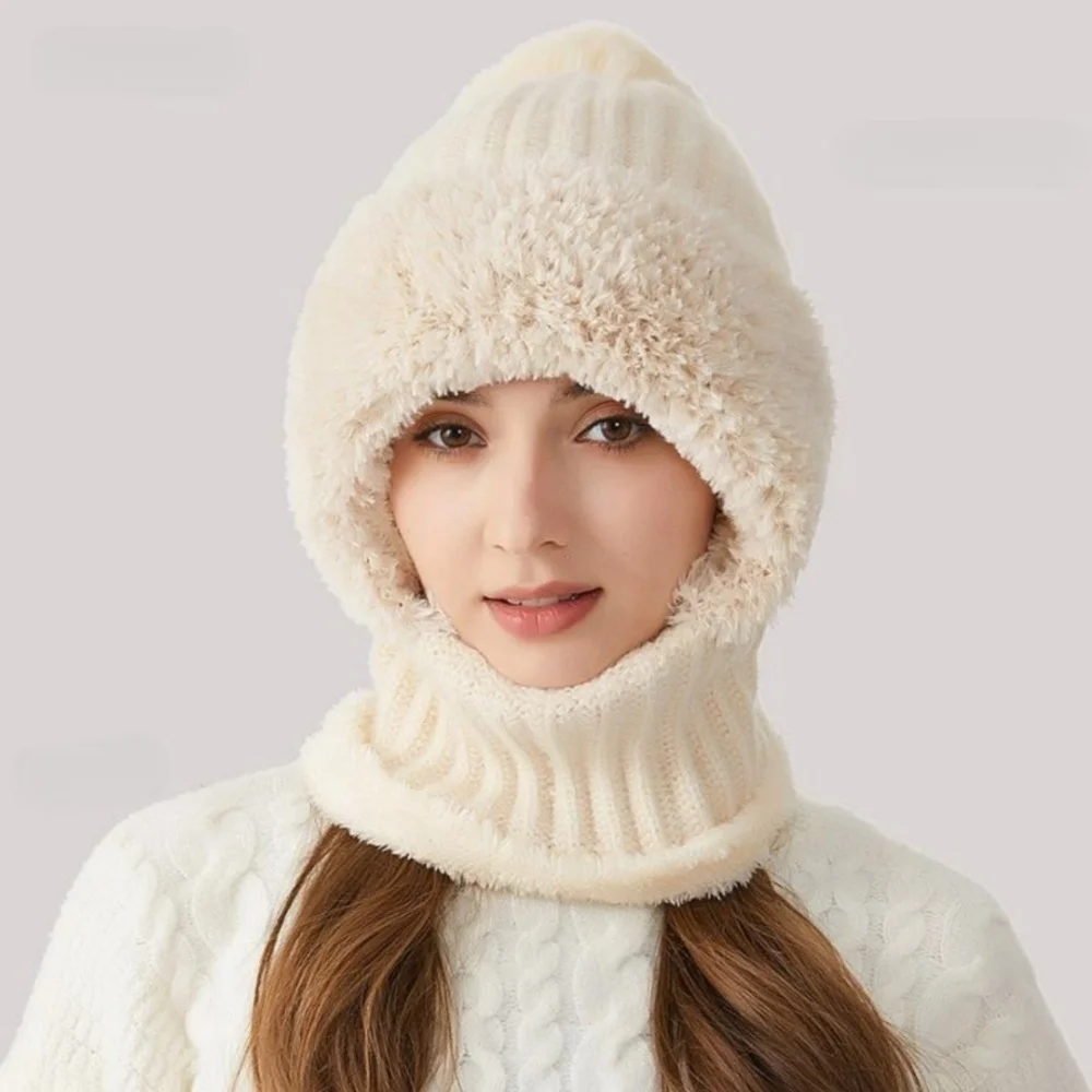 Knitted Beanie Scarf Anti-Wrinkle Winter Warm Hat 3-In-1 Hat Set Comfortable Fleece Lined Hat For Hiking Hunting Outdoor