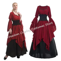 NEW European Medieval Renaissance Dress Flare Sleeve Princess Queen Dress Cosplay Costumes Carnival Ball Gown Cosplay Clothes