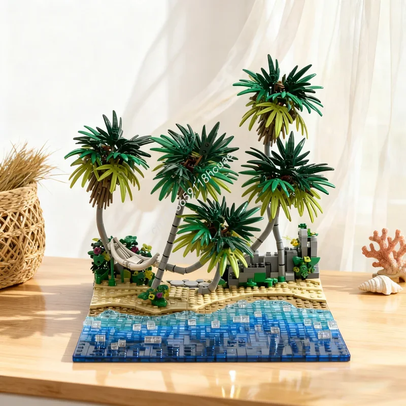 1066pcs MOC Caribbean Tropical Beach Iconsed Model Building Blocks DIY Toy Creative Christmas Gift Idea Education Brick Kids view 5