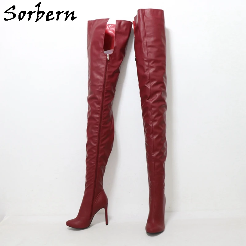 Sorbern Sexy Crotch Thigh Boots Women Unisex Stilettos High Heel Fetish Boot Custom Shaft Length 80Cm Inside/100Cm Outside