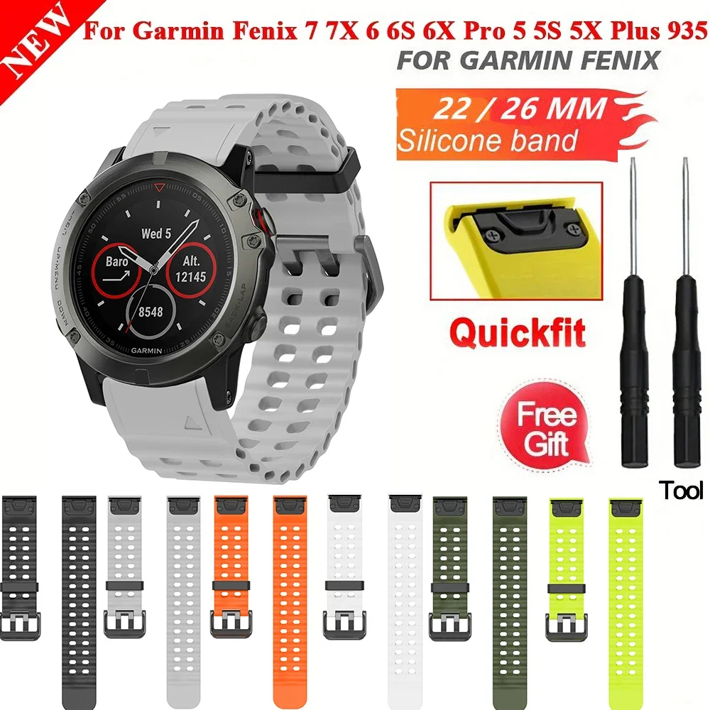 22 mm 26 mm breites weiches Silikon-Uhrenarmband für Garmin Fenix 7 7X Pro 6 6X 5 5X Plus QuickFit-Band für Epix Pro Gen 2 47 mm 51 mm