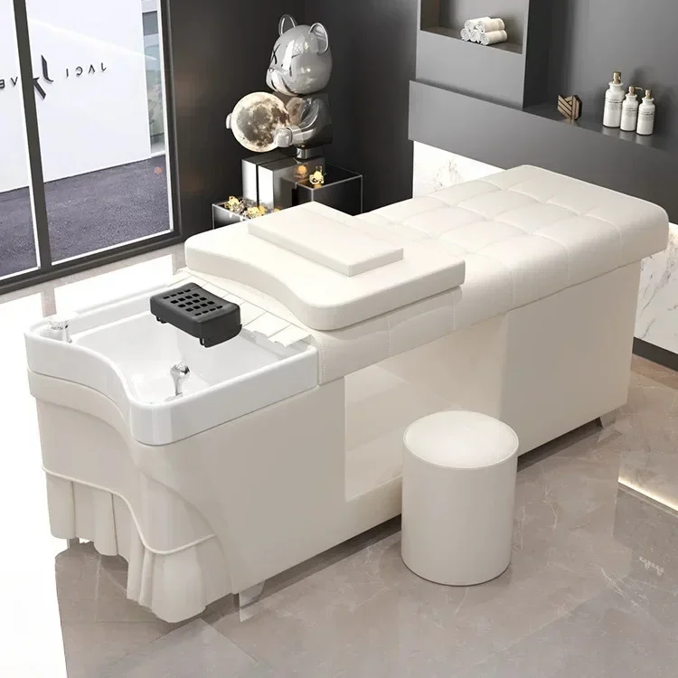 Curved barber shop special with water heater fumigation water circulation treatment shampoo bed