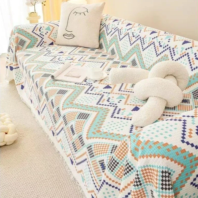 1PC Woven Cotton Sofa Cover Blanket Sofa Towel Multipurpose Furniture Cover Durable Fabric Anti-scratch Home Living Room Decor