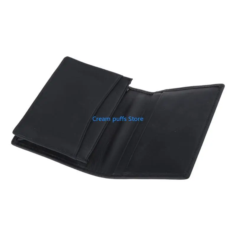 50LE Men Black Leather Expandable Credit Card Business Cards Holder Wallet for Cas