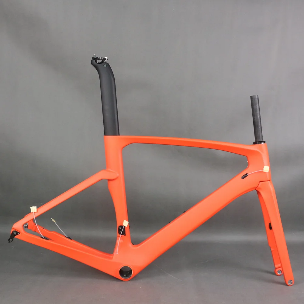 Flat Mount Disc Brake Custom Orange Paint External Cable Road Climbing Bike Frame TT-X30 Max Tire 700X25C