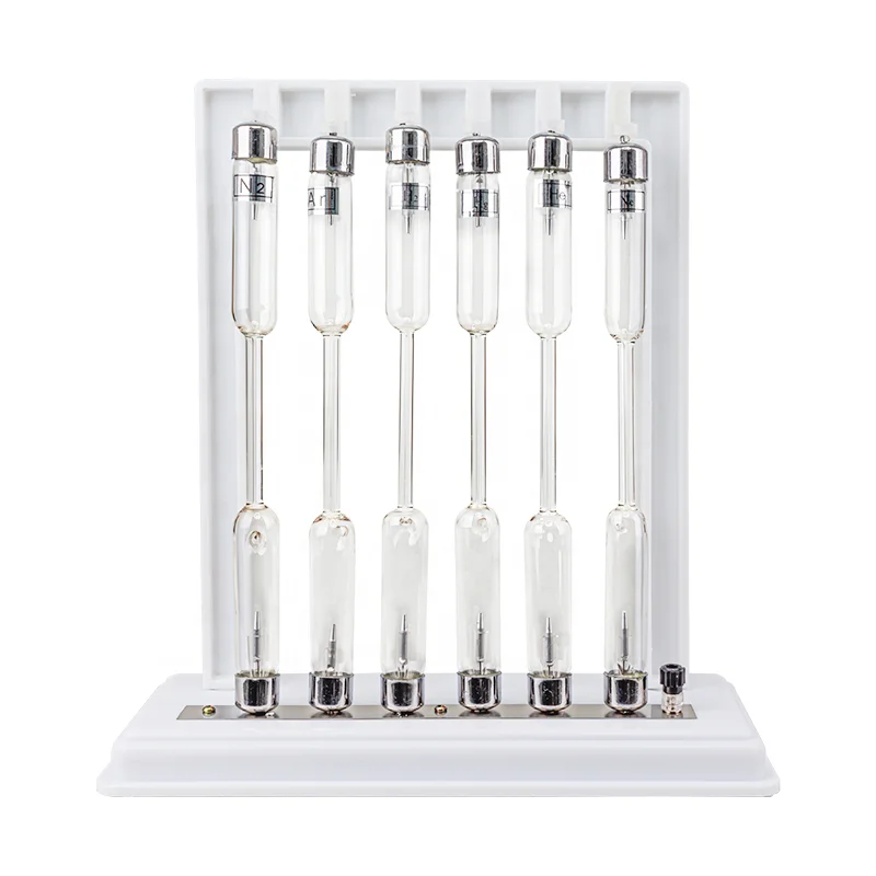 Tube avec support et baguette, gaz néon, hydrogène, azote