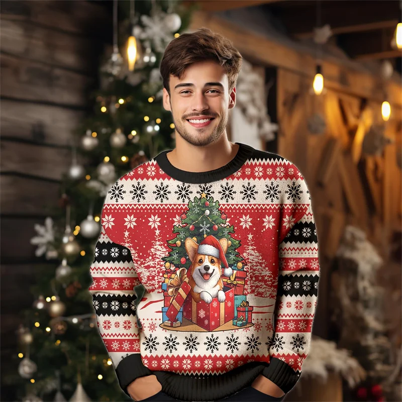 

Kawaii Border Collie Beagle Ugly Christmas Sweater For Women Clothes Funny Dog Sweatshirts Corgi Labrador Polyester Men Pullover