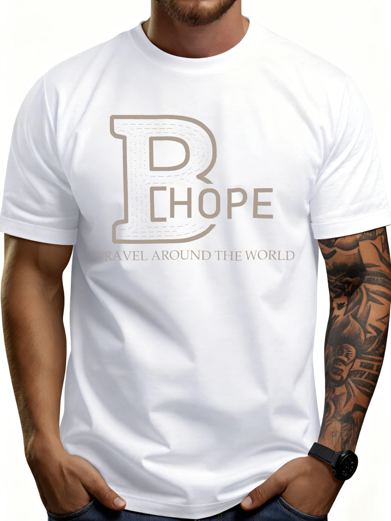 Casual Style Men's T-Shirt with B Chope World Tour Graphic, Perfect for Summer Wear for Travel Enthusiasts and Adventure Seekers.