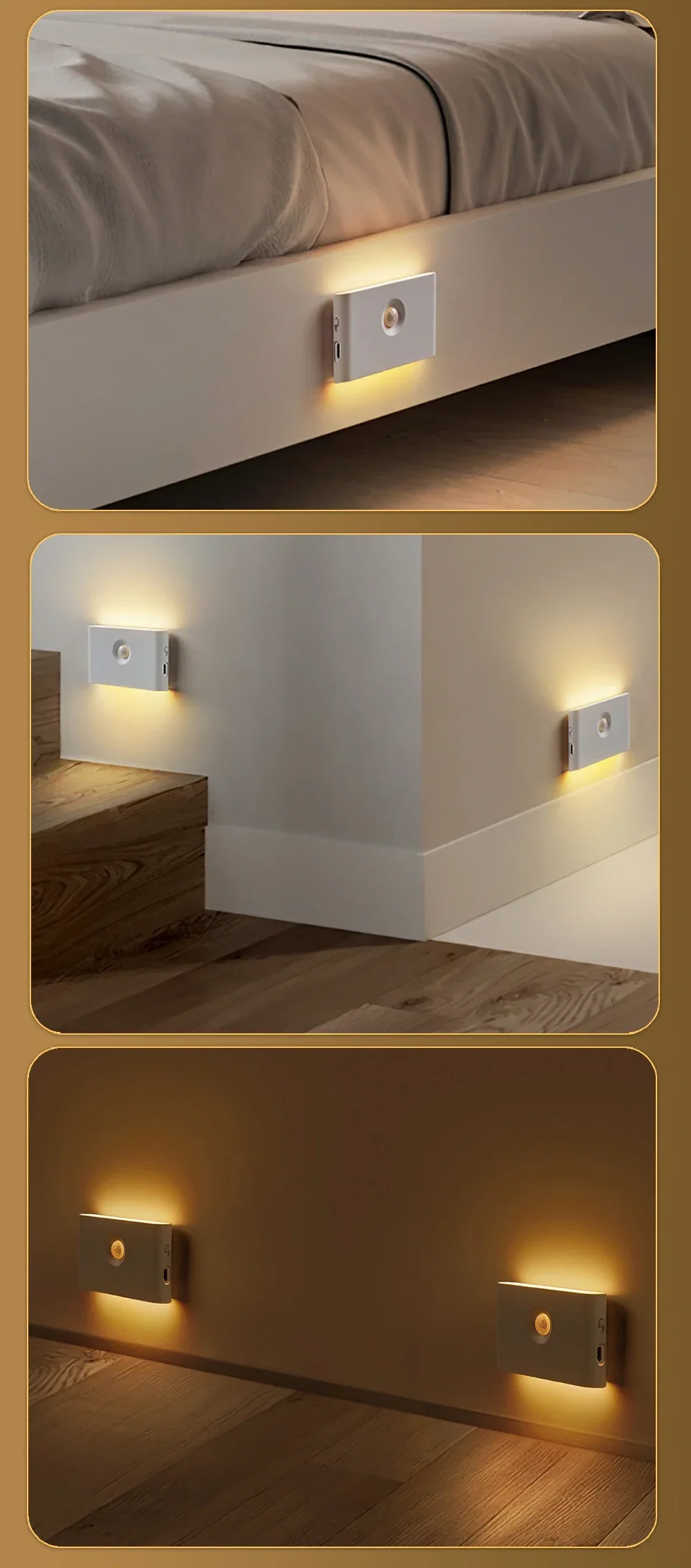 Intelligence Motion Activated Wall Light 2200mAh USB-C Fast Charge 3 Brightness Multi Device Link Indoor Outdoor Linkage