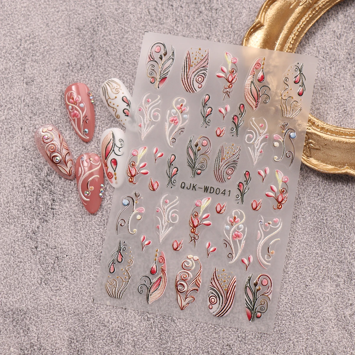 2 stuks bohemien patroon reliëf nail art stickers, retro nostalgisch thema, eenvoudig aan te brengen nageldecoratie, doe-het-zelf, vakantiecadeaus,