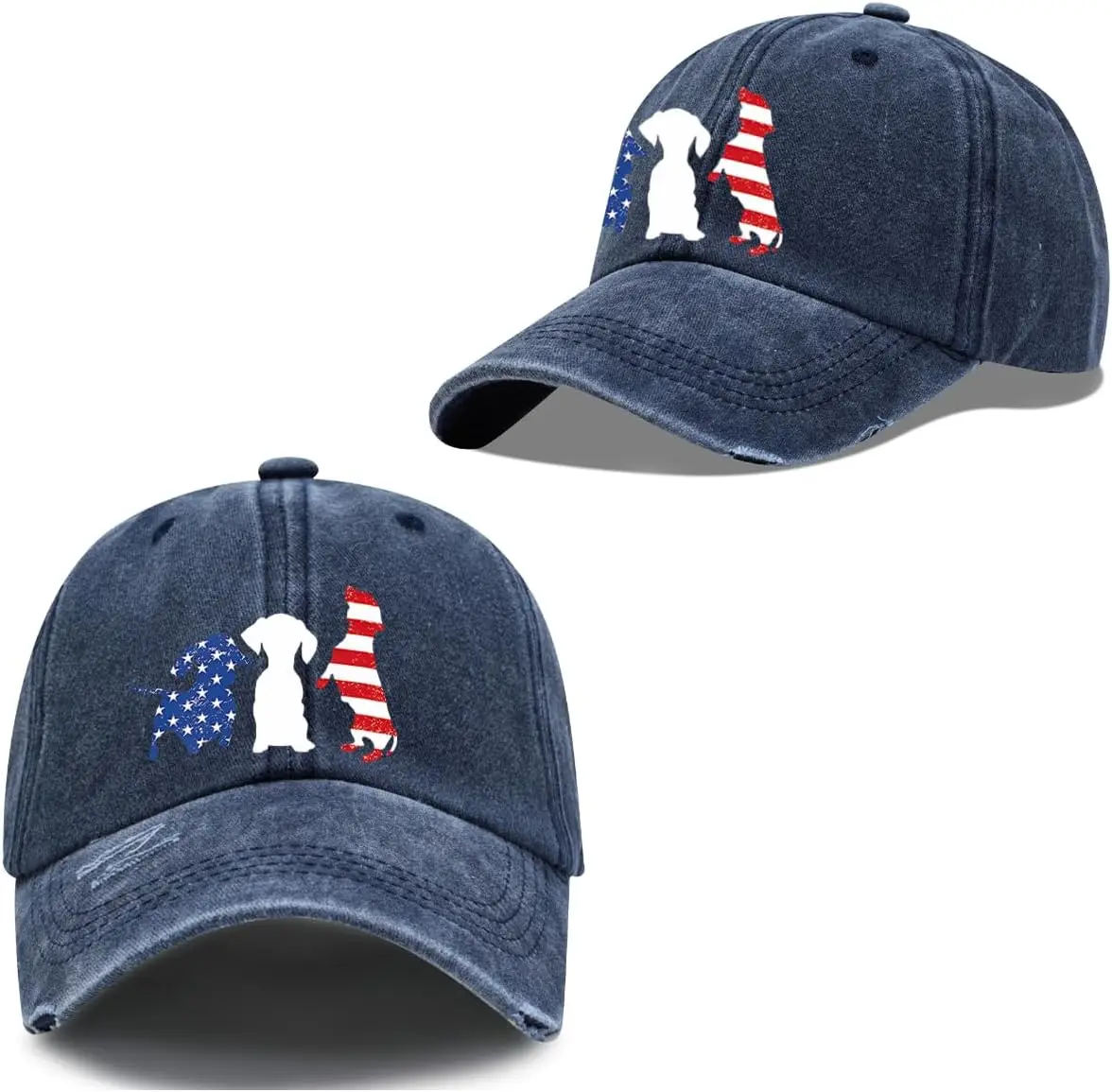 قبعة Dachshund 4th July قبعات Dachshund المضحكة للنساء في الرابع من يوليو قبعات البيسبول
