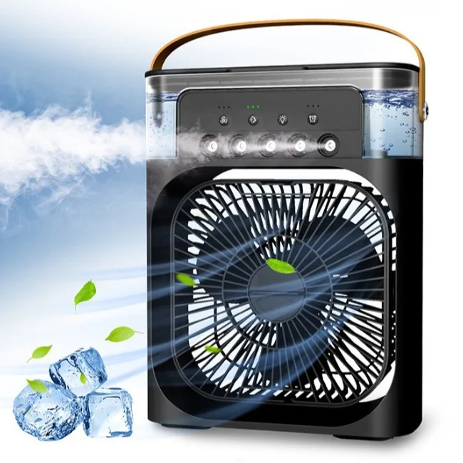 3in1 Fan Humidifier Atmosphere Light Portable Mini Humidifier Refrigerator Air Cooler Connected to Large Capacity Water Tank Pow