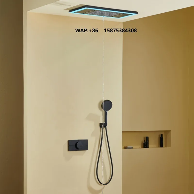 Wall-mounted Embedded Hidden Shower Head with Constant Temperature Brass Bathroom Rain Shower Head Waterfall Shower Head Unit