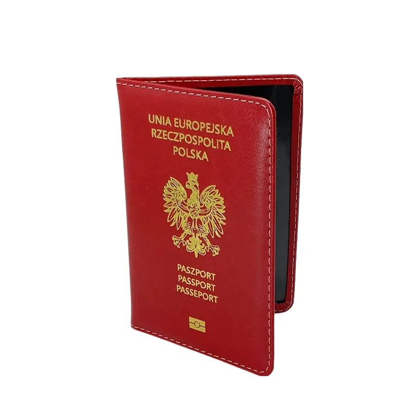 Poland Passport Cover Holder PU Leather Credit Card Slot Men Women Polish Passport Organizer Travel Accessory