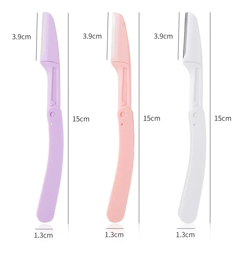 3Pcs 눈썹 트리머 세트 여성을위한 얼굴 관리 도구 3 색 휴대용 접이식 눈썹 칼 헤어 리무버 셰이퍼 면도기