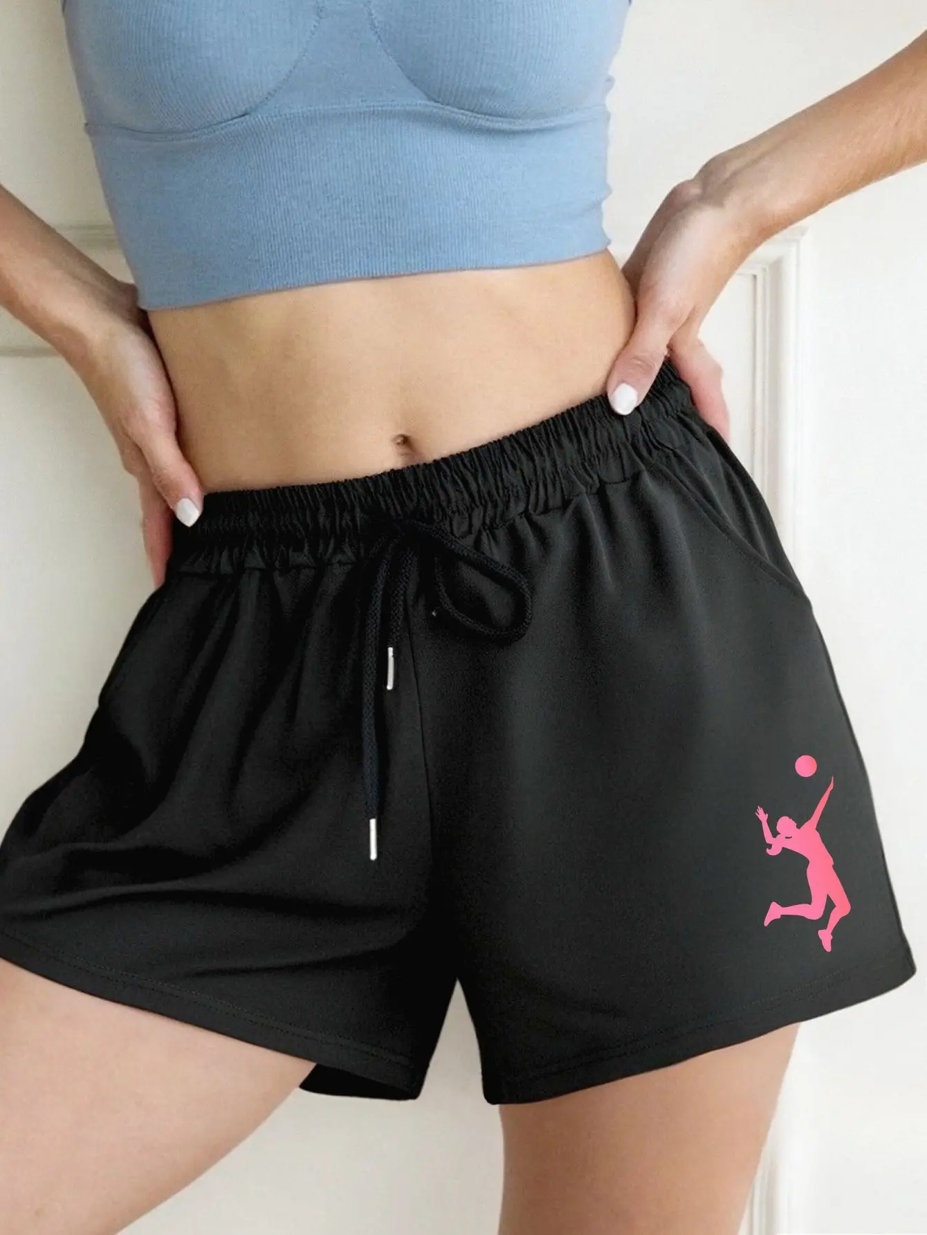 

Women's Summer Shorts Exercise and Fitness Running Sports Pants Quick Drying Sports Shorts Sports Trend Volleyball Print Pattern