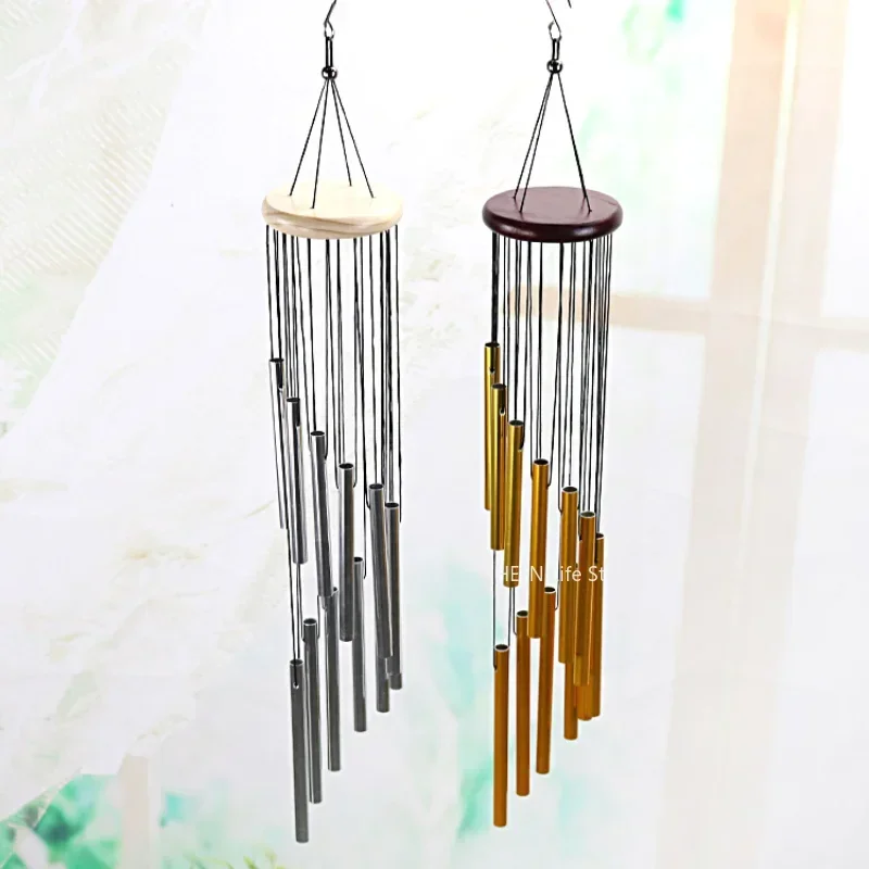 Aluminum Alloy Wind Chimes with Hook, Gold and Silver Bells for Outside, Home and Wedding Party, Memorial Decoration Gifts, 12 T