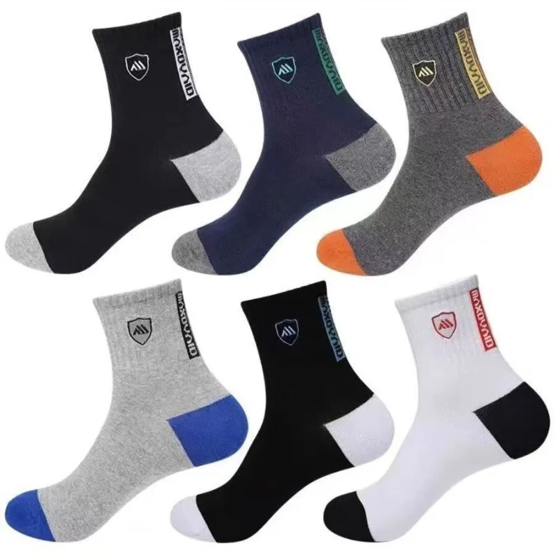 5 Paar atmungsaktive Herren-Basketball-Crew-Socken für Frühling und Herbst, schweißabsorbierende, desodorierende Sportstrümpfe