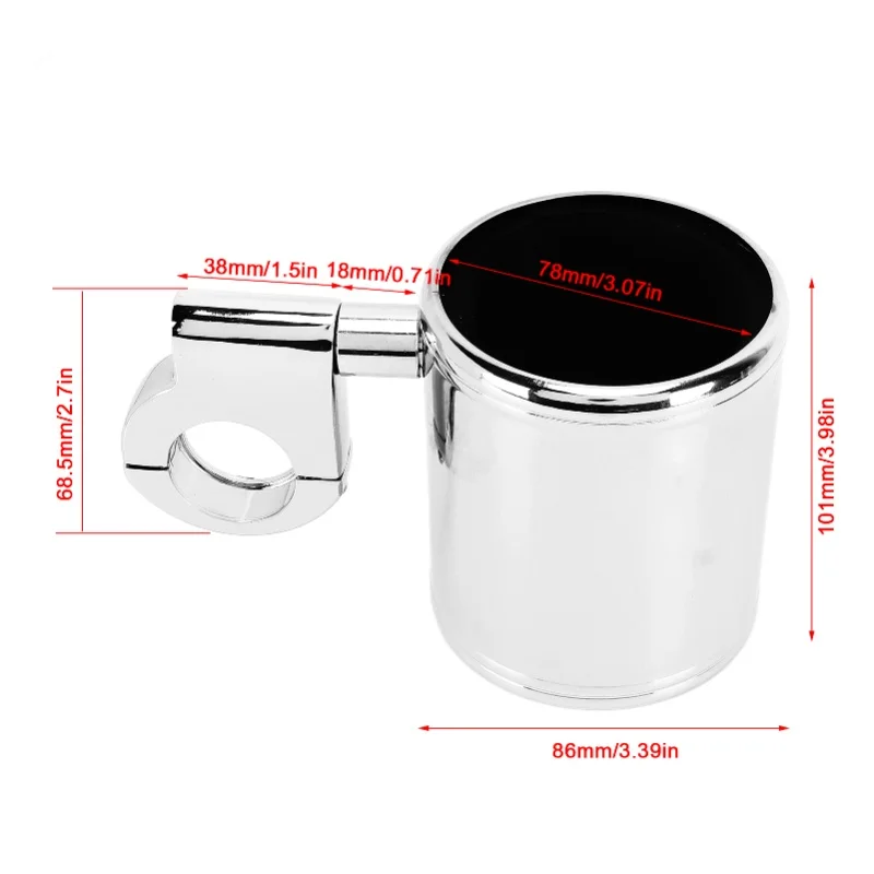 Motorcycle Handlebar Cup Holder Chrome Adjustable Universal For ATV 22-32mm Handle - view 2