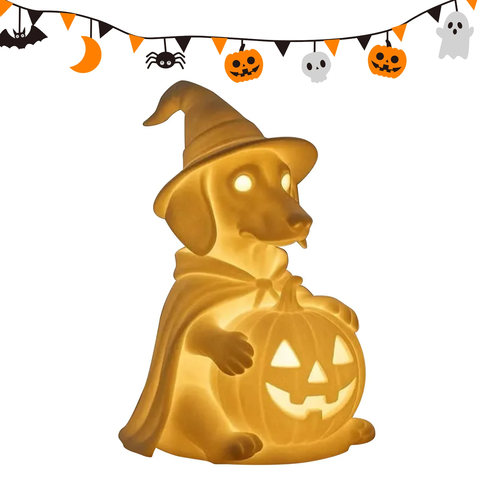 Halloween Decorations Indoor Cute Halloween Nightlight LED Ghost Dog Lamp Light Up Ghost Dog for Home Bedroom Party Decorations