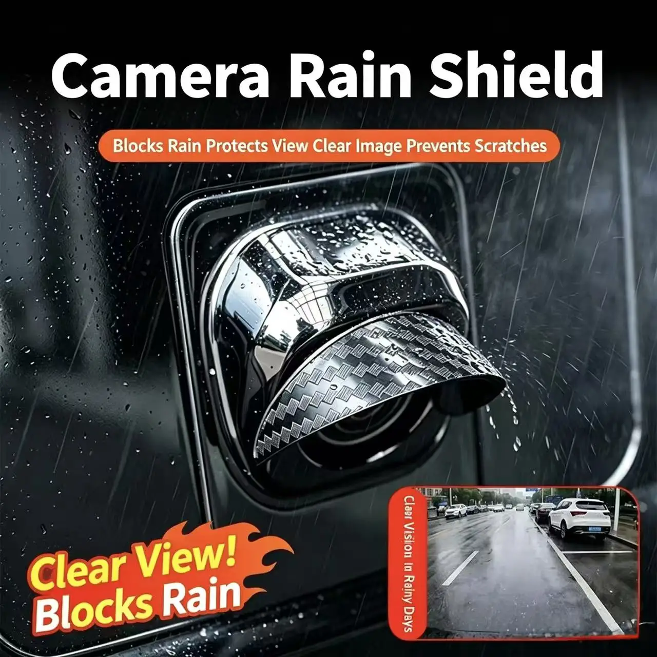 Carbon Fiber Soft PVC Backup Camera Rain Shield Waterproof Anti-Glare Visor Cover For Honda Civic Accord CRV HRV Fit Jazz City view 4
