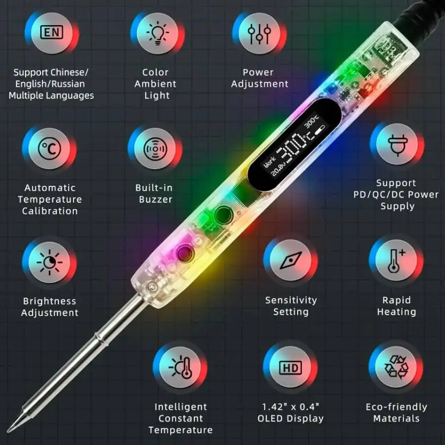 

Sequre Si012 Pro Max Portable Solder Iron With Led Light, English|russian Menu Suitable For T12|ts|si Tip Supports Pd|qc|3s-6s