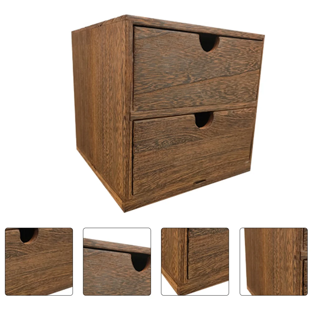 Vintage Wooden Drawer Storage Box Office Desktop Cabinet Sundries Finishing Box Jewelry Cosmetic Organizer Home Decoration