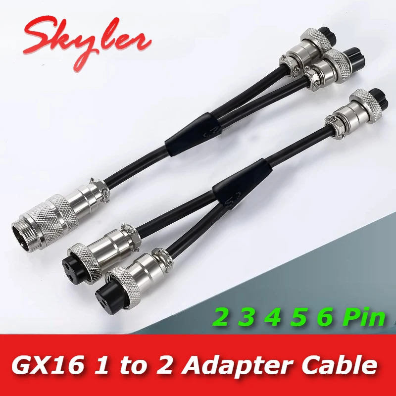 GX16 1 to 2 Aviation Plug Wire Splitter Industrial Welding M16 Y-type Extension Line GX16 2 3 4 5 6 Pin Male to Female Connector