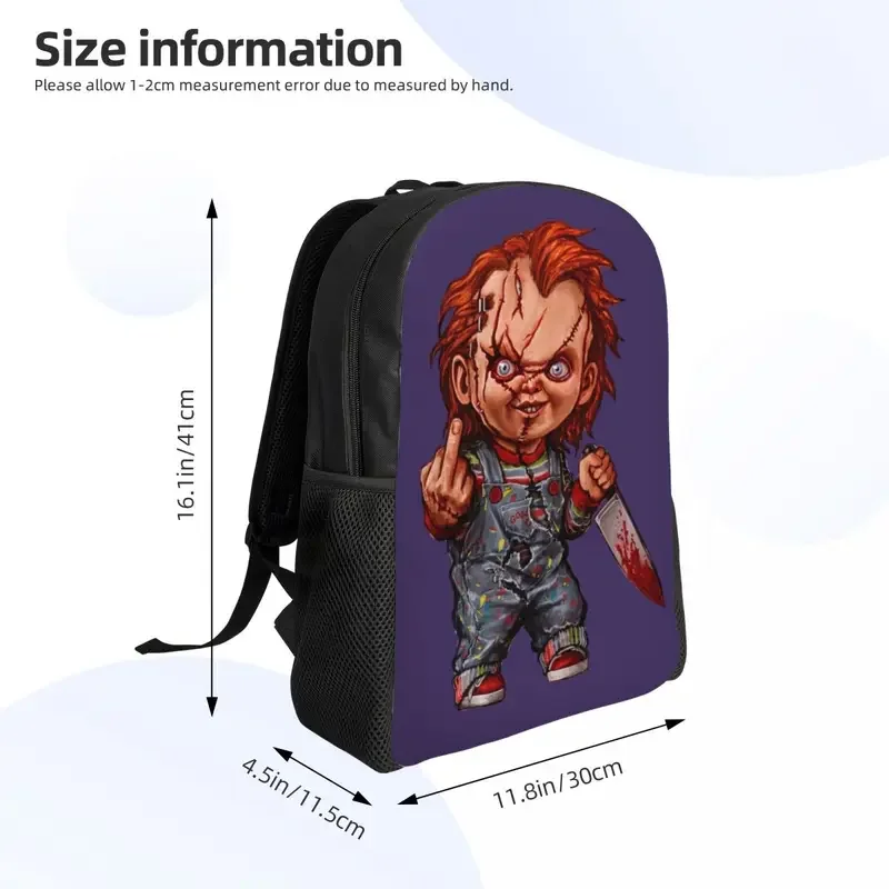 Stampa 3D The Killer Doll Chucky zaini gioco per bambini Horror Movie School College borse da viaggio Bookbag adatto a Laptop da 15 pollici