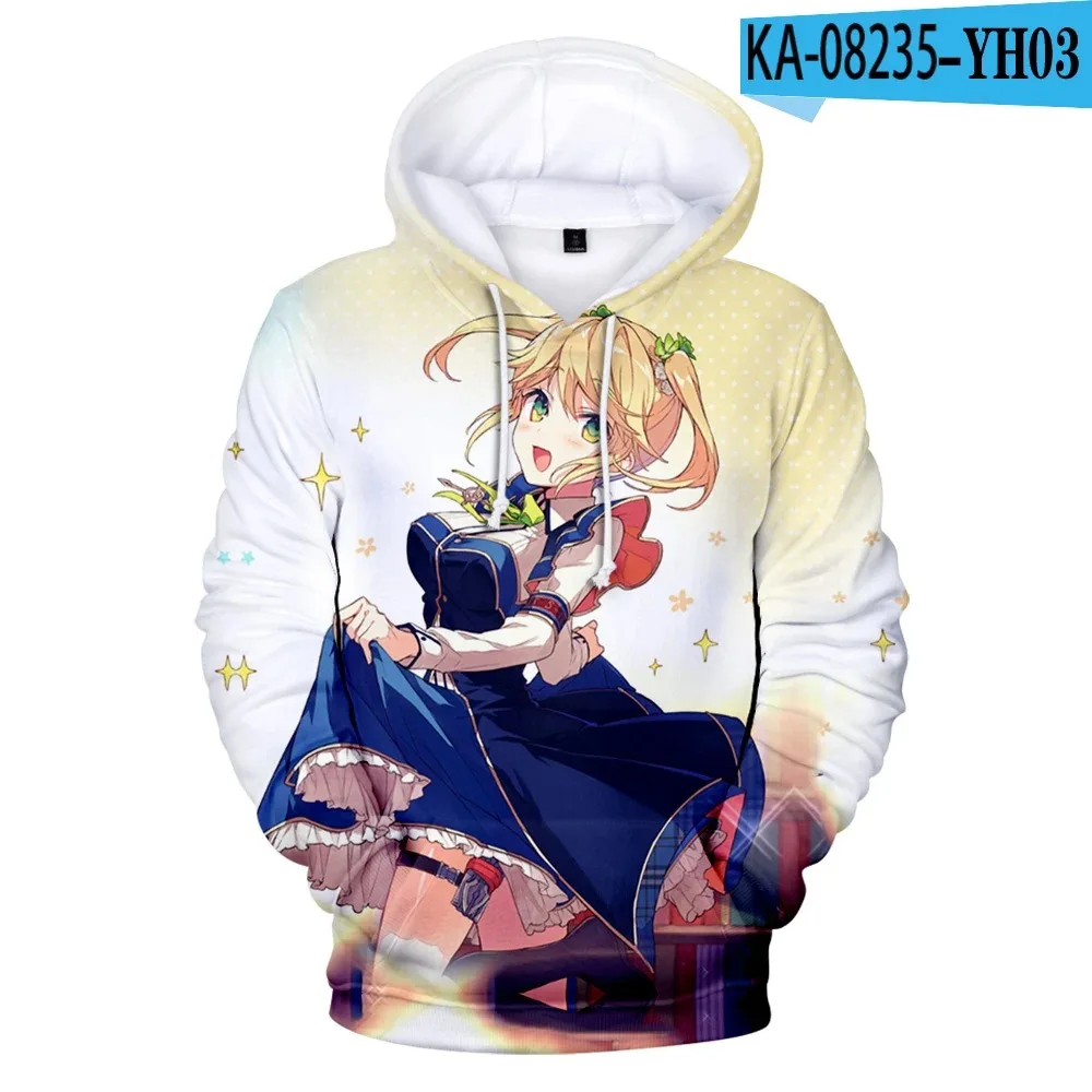 Female neutral cartoon with hood, casual pullover, 3D