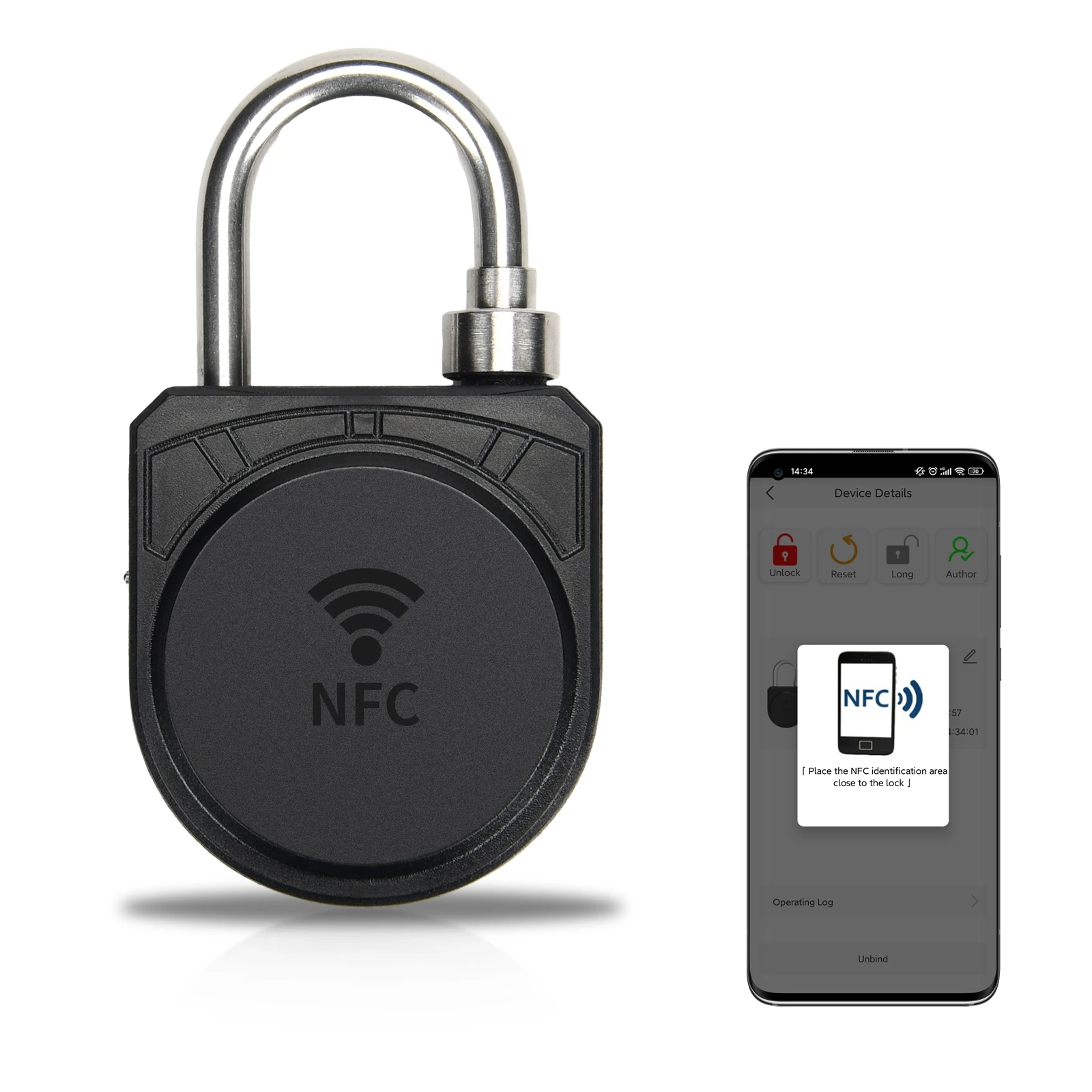 

Безбатарейный NFC навесной замок Умный замок без ключа Нержавеющая сталь Водонепроницаемый уличный металлический замок с мобильным приложением