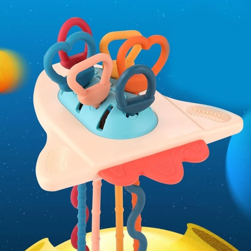 Plastic Puller Rattle Ring Education Teether Chewing Toy Baby Sensory Present 15UB