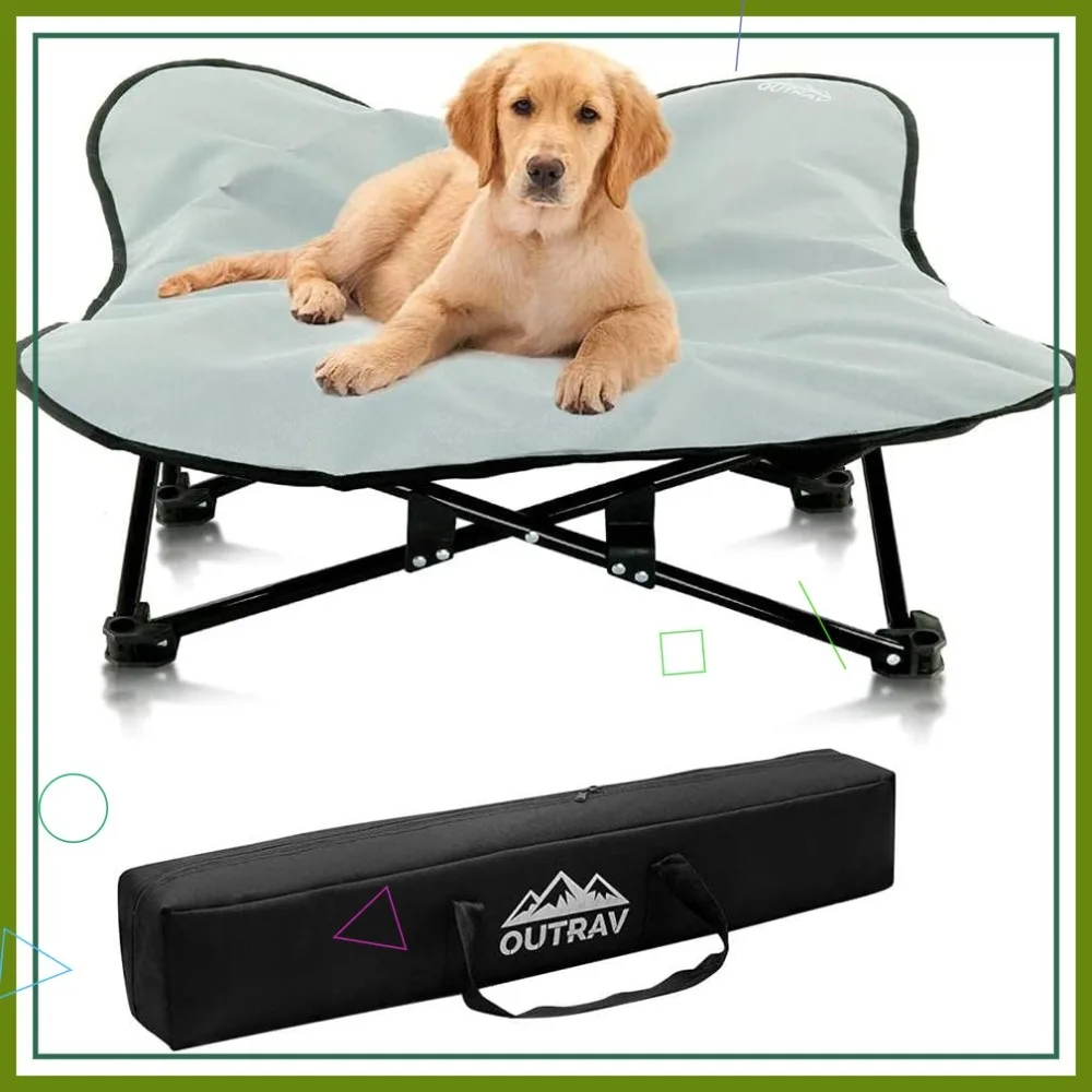 

Elevated Pet Cot with Canopy for Indoor/Outdoor Travel, Folding Steel Frame, Up to 100 lbs