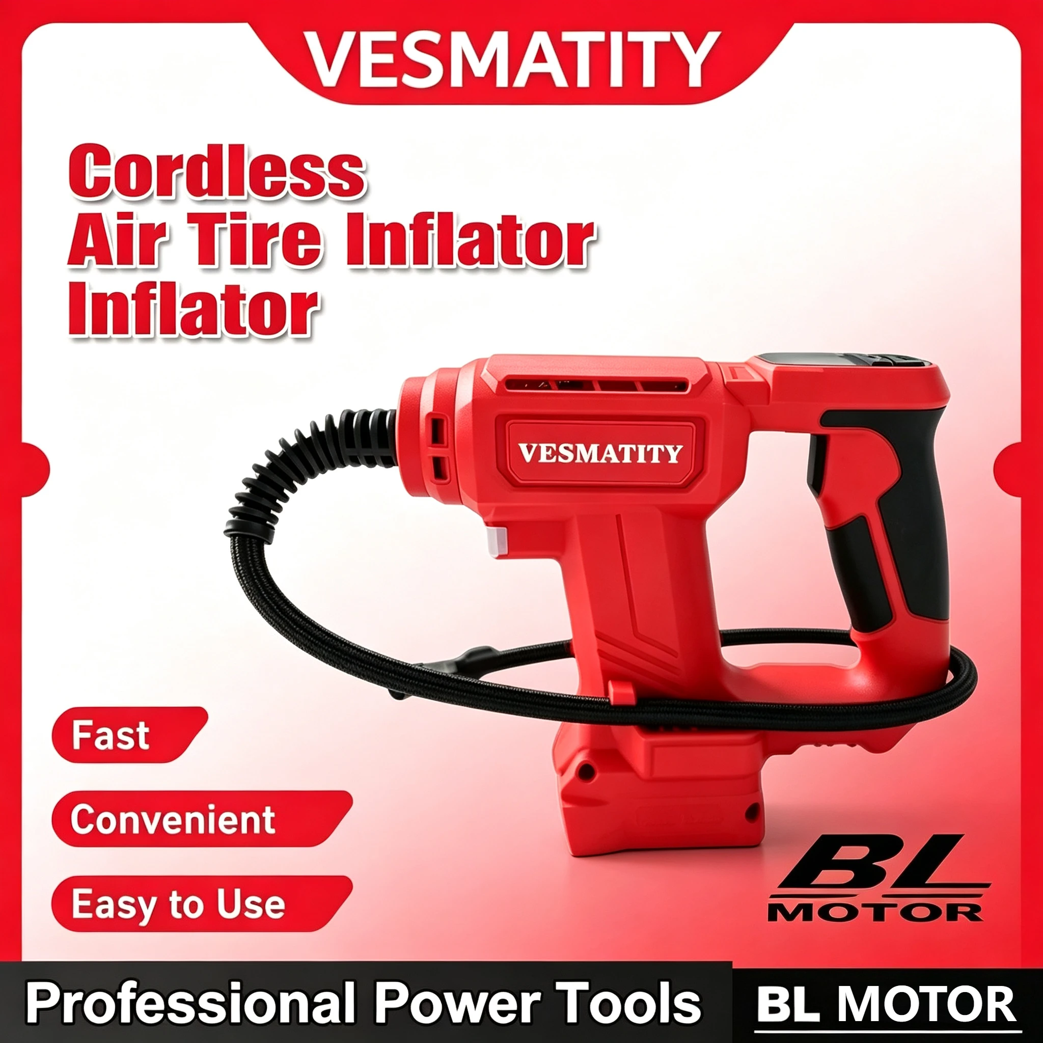 Cordless Electric Air Pump Car Tyre Inflator Portable Air Compressor for Cars Bicycles Fit Milwaukee  Battery