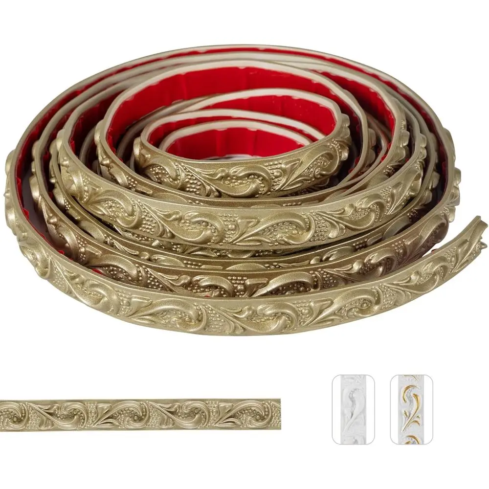 

Самоклеящаяся 3D-отделка для стен цвета шампанского золота, 0,8 x 16,4 фута, для зеркал, мебели и потолков (ПВХ)