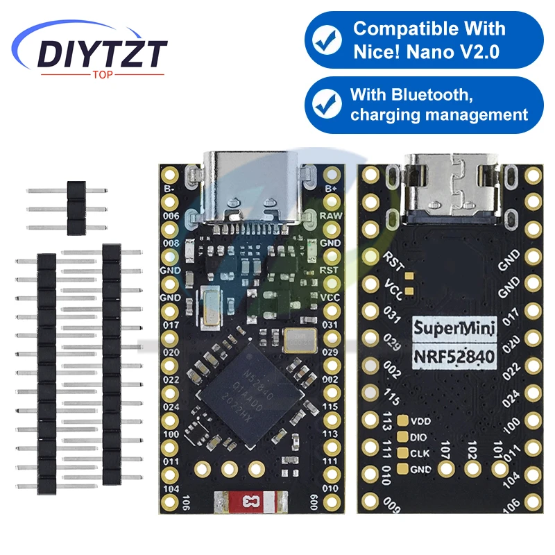Placa de desarrollo NRF52840 Compatible con Nice! Nano V2.0 Bluetooth Gestión de carga Pro Micro NRF52840