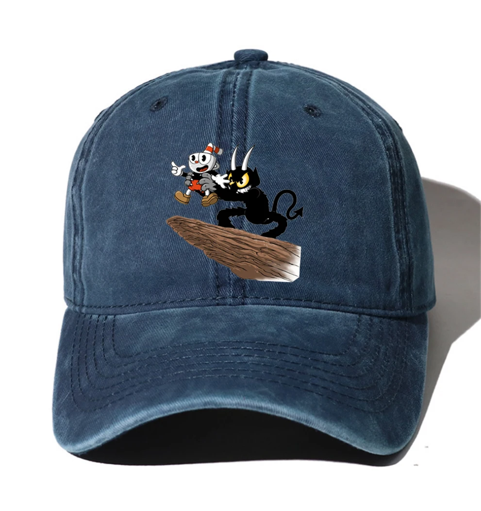 

Teenagers Cartoon Denim Baseball Cap Hats Men Women Cowboy Hats Washed Cotton Hip Hop Cap for anime Cuphead Hat