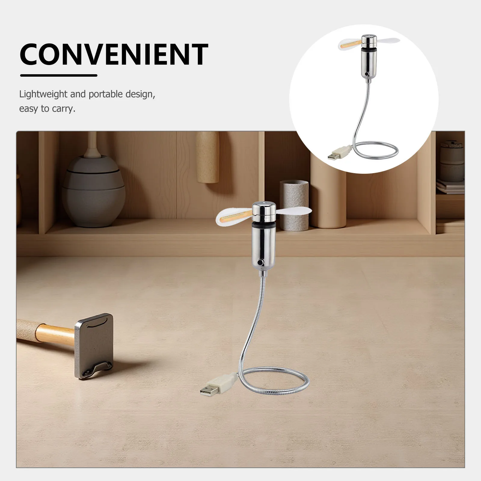 مروحة USB صغيرة مرنة، منفاخ هواء مكتبي محمول للكمبيوتر المحمول والكمبيوتر اللوحي والمكتب المنزلي وشاشة LED حمراء ومروحة USB مرنة