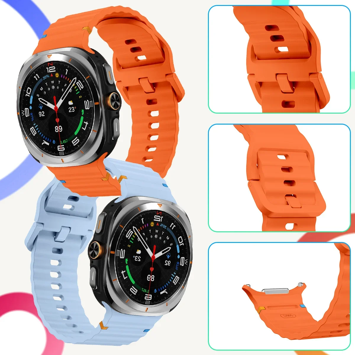 Soft TPU for Samsung Galaxy Watch Ultra 47mm Original Sport Silicone Band Designer Breathable Replacement Strap for Men Women