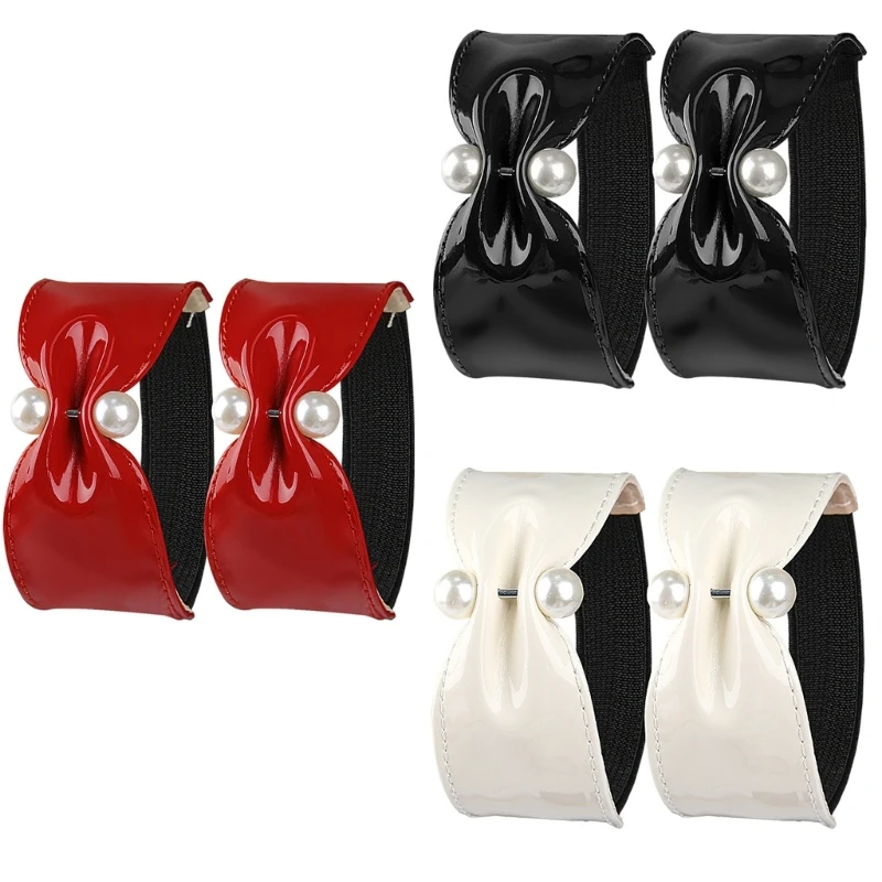 Heel Support Ankle Straps with Pearls Elastic Shoe Fasteners Secures Fit Anti Slip Design Women's Formal Shoes Belts