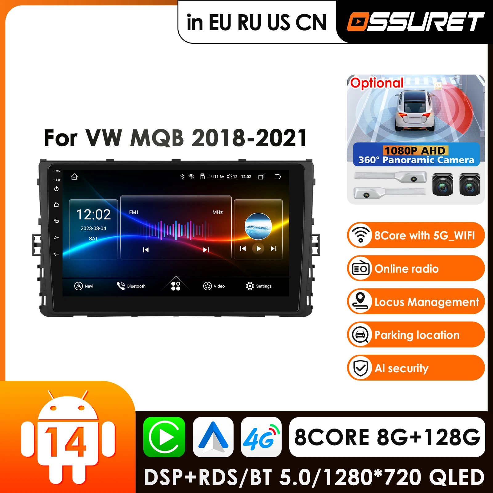 

9-дюймовая автомагнитола с CarPlay, 4G, AI-системами и Android 14 для VW MQB Polo Plus, T-Cross, T-Kruis, T-Roc, Tharu, Sagitar, GPS, 2din, автомагнитола