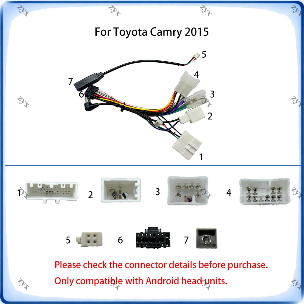 Car Radio Fascia Frame For Toyota Camry XV50 2015-2017 10 inch Stereo Panel Wiring Harness Power Cable
